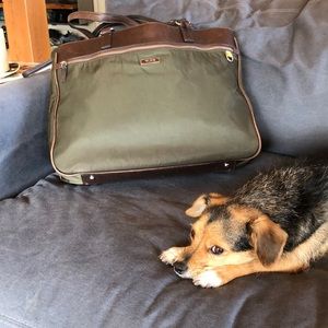 Tumi leather-trimmed nylon slim briefcase